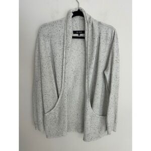 Chloe + Jasmine Womens Gray Speckled Open Front Cardigan Sweater Large Pockets